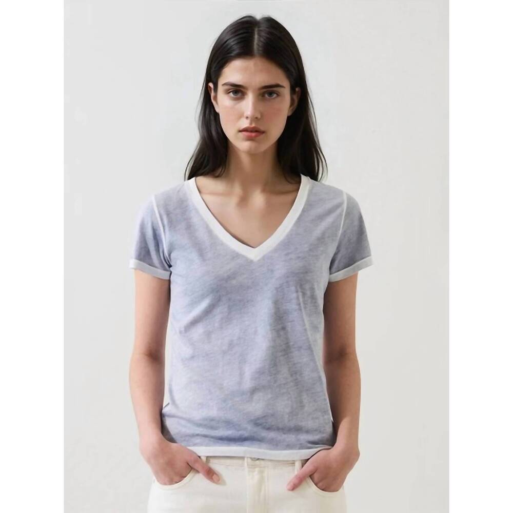 NEW PATRICK ASSARAF pima classic v-neck tee in pacific blue